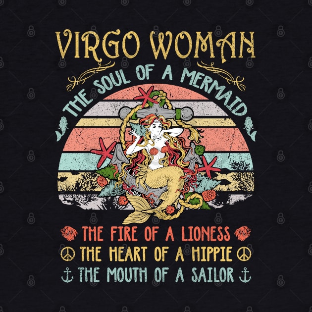 Virgo Woman The Soul Of A Mermaid Vintage Birthday Gift by Tilida2012